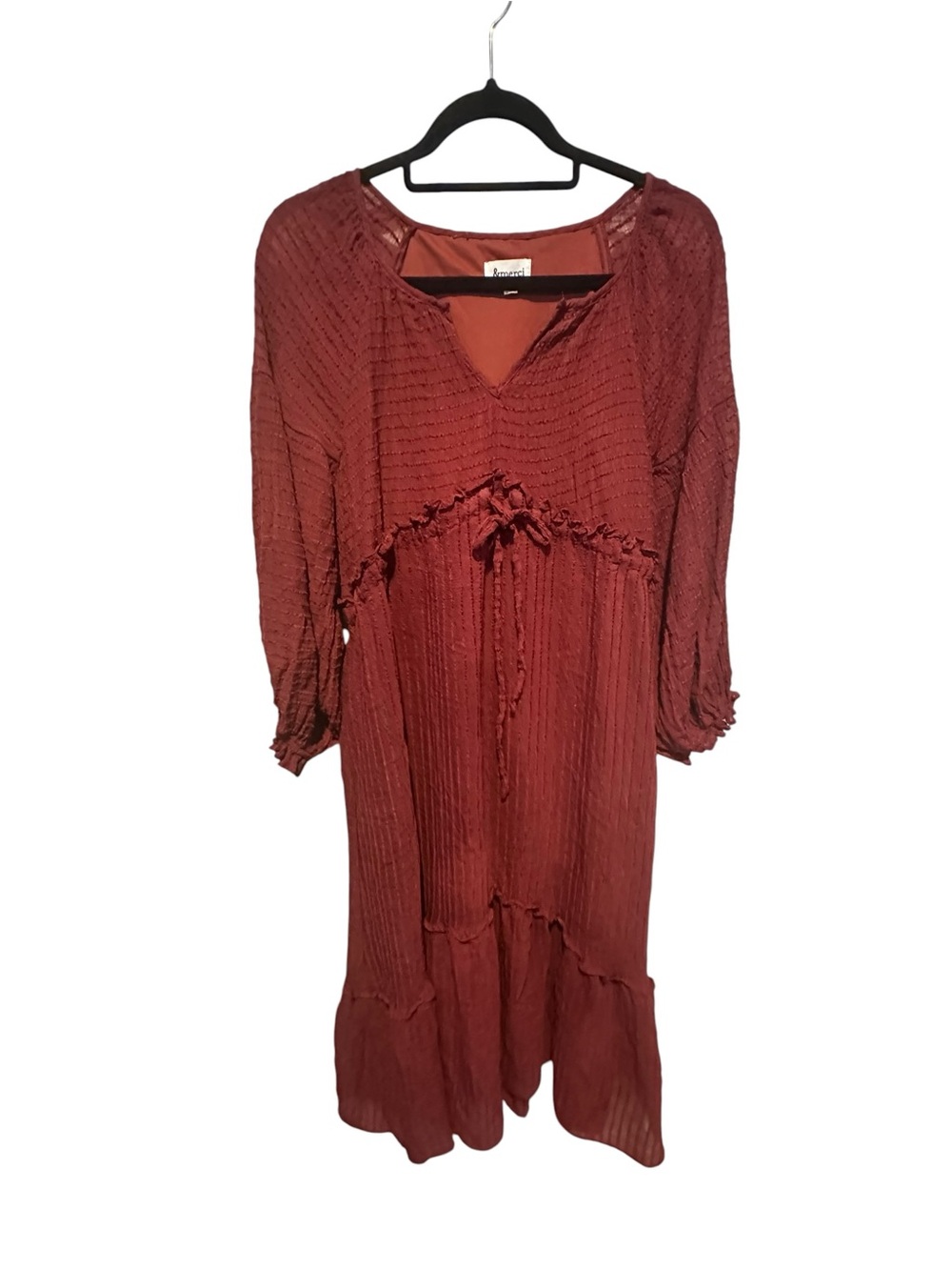 &merci Anthropologie Moon River Smocked Empire Waist Burgundy Boho Dress